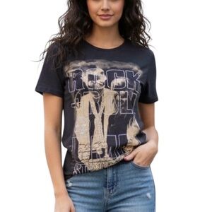 UMM Underground Music Movement Black Graphic Rock + Roll Cotton T-shirt Small